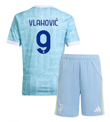 Juventus Dusan Vlahovic #9 Udebanetrøje Børn 2025-26 Kortærmet (+ Korte bukser)